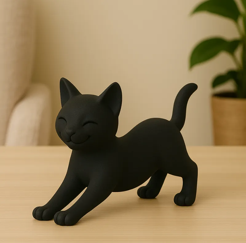 Modern Black Cat Figurine Art