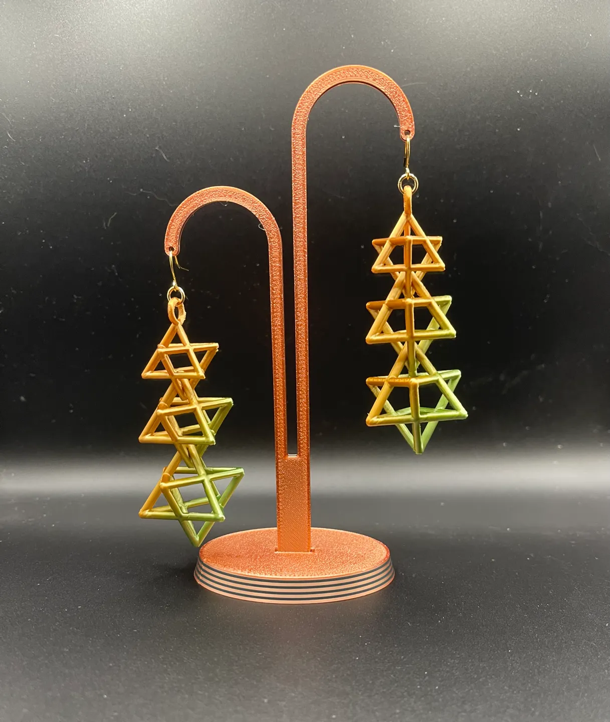 Scaled triple stella octangula earrings view 2