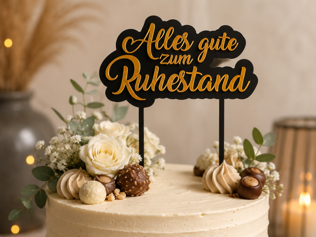 Cake Topper, Torten Topper "Rente, Ruhestand"