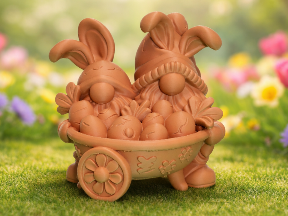 Adorable Easter Bunny Gnomes Cart Full of Eggs!