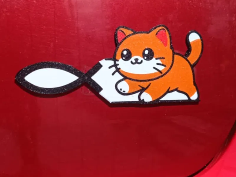Ichthys chased by cute cat