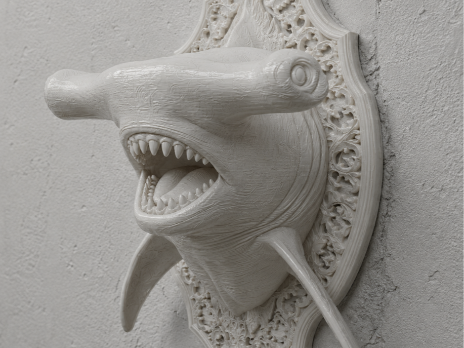Hammerhead Shark Head Mount Detailed Wall Trophy 