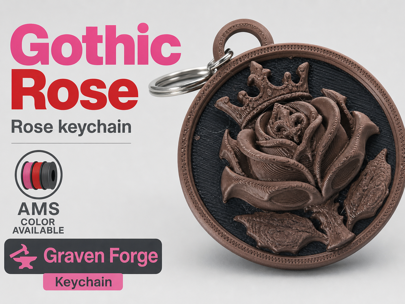 Gothic Rose Keychain