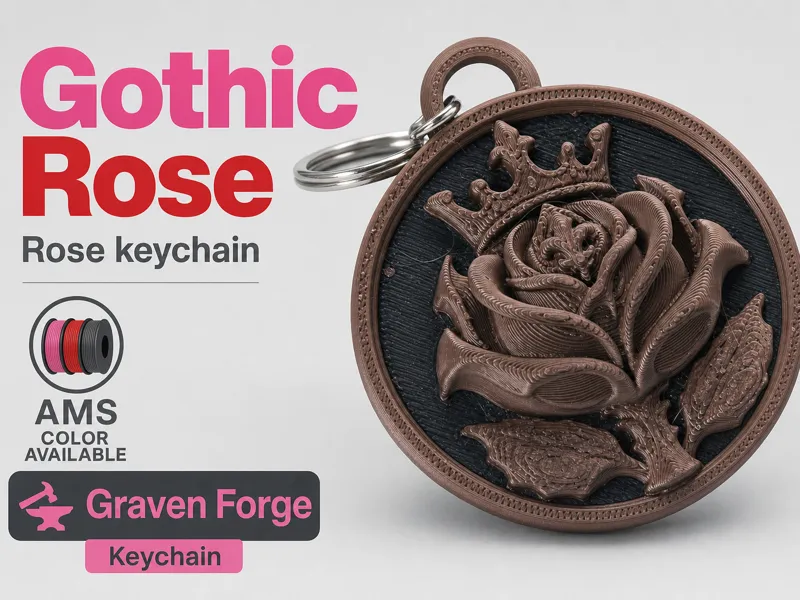 Gothic Rose Keychain