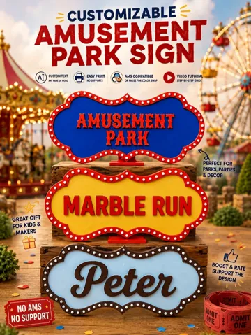 Letrero o emblema decorativo: Customizable Amusement Park Sign (Video Tutorial) — vista de referencia 2