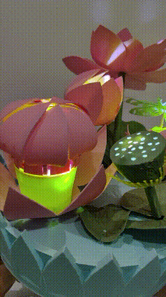 Miniatura 1 do modelo 3D 机械开合荷花灯（可抽拉开合，可旋转开合）