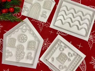 Gingerbread house Cookie cutter + stamp - Free 3D Print Model - MakerWorld
