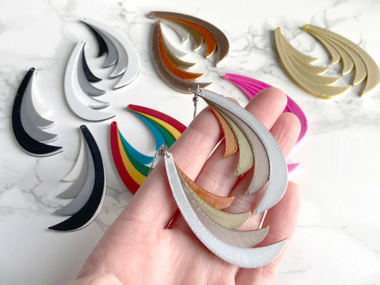 Abstract Stylized Feather Swoop Earrings view 4