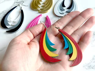 Abstract Stylized Feather Swoop Earrings