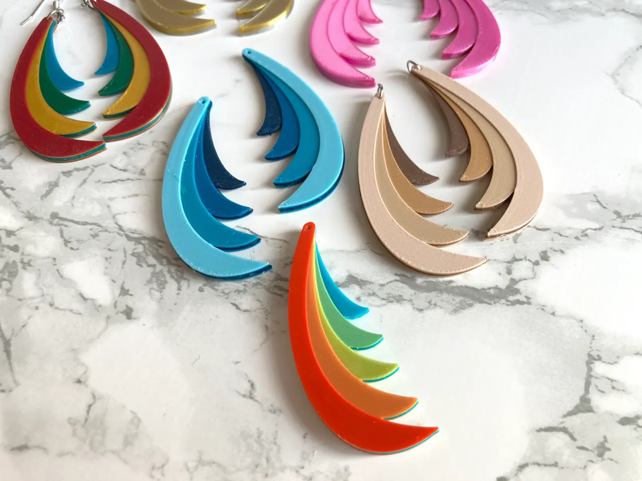 Abstract Stylized Feather Swoop Earrings view 3