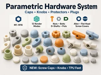 Parametric Nut Caps & Knobs System UPDATE