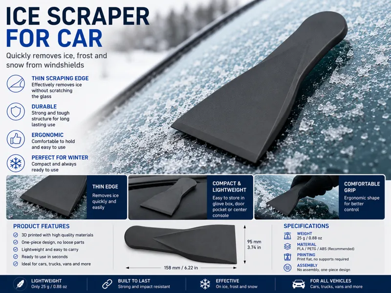 Compact 3D Printed Car Ice Scraper
