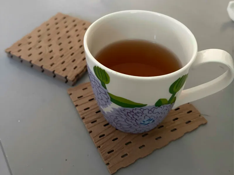IKEA Skadis Coasters with wood structure. 