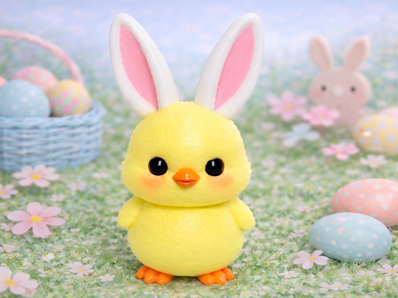 Easter chick in a bunny costume