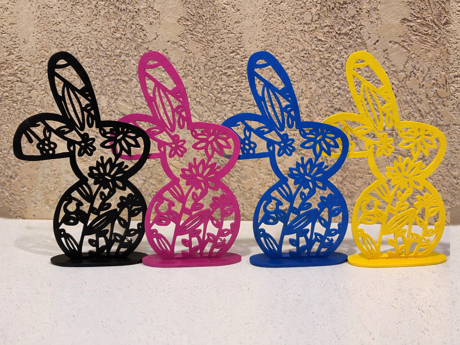 Silhouette Floreale e Coniglietto su Base - Ostern