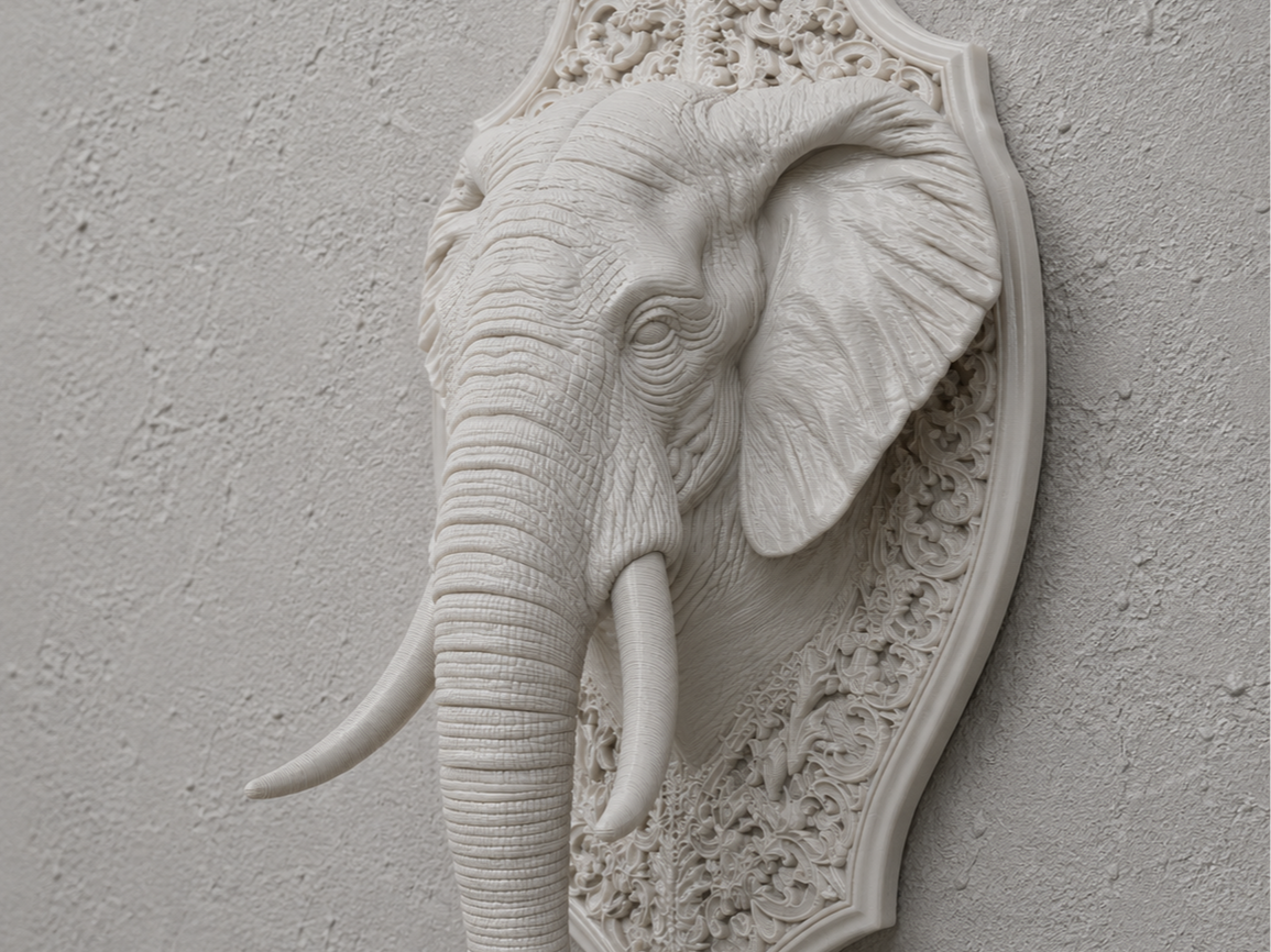 Elephant Head Mount Ultra Detailed Wall Trophy
