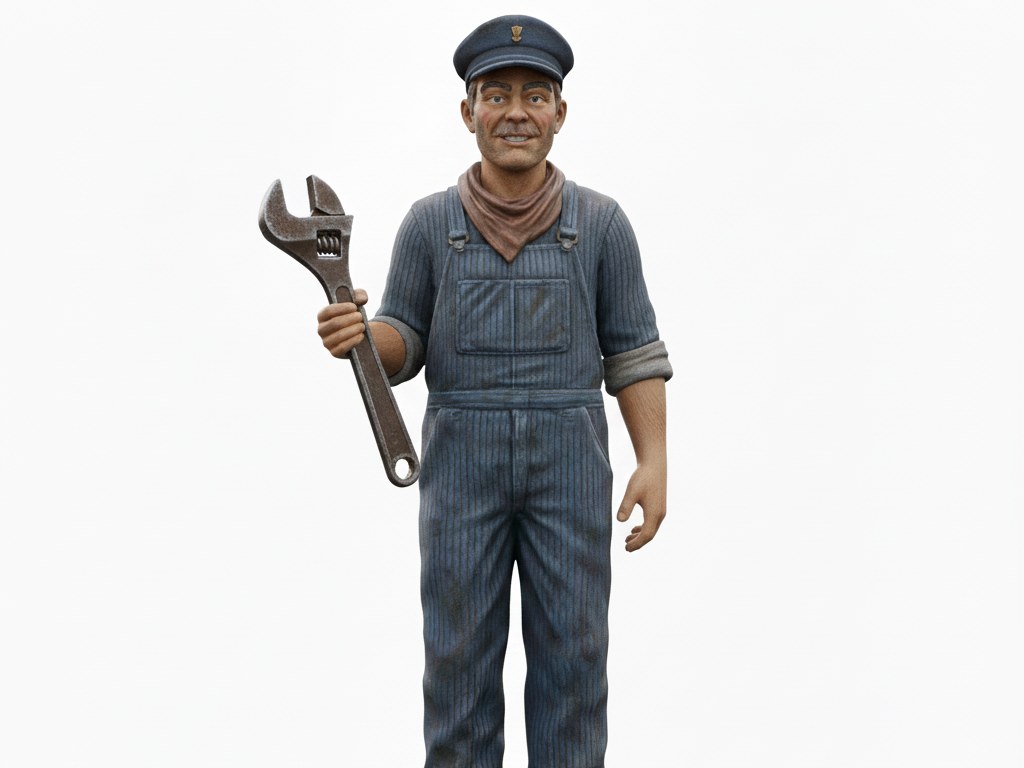 Train driver with a wrench