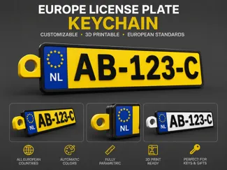 European License Plate Keychain
