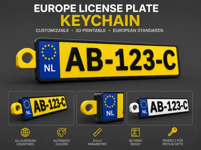 European License Plate Keychain