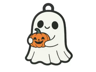 Cute Ghost with Pumpkin Keychain Halloween Edition