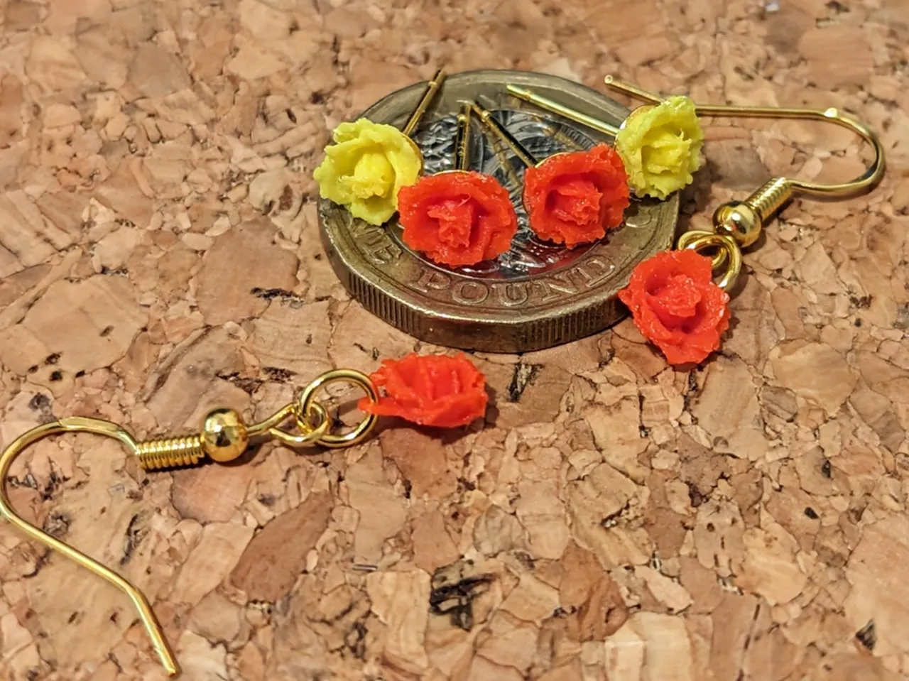 Rose earrings/necklace charm view 2