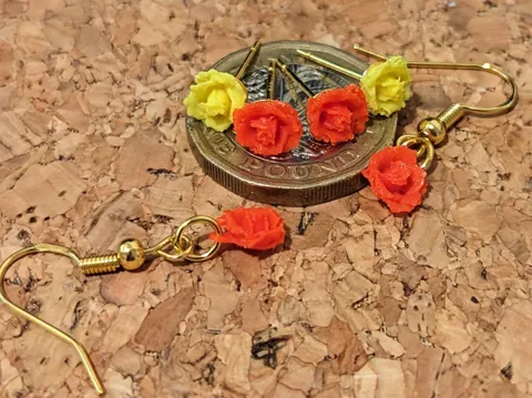 Rose earrings/necklace charm view 2