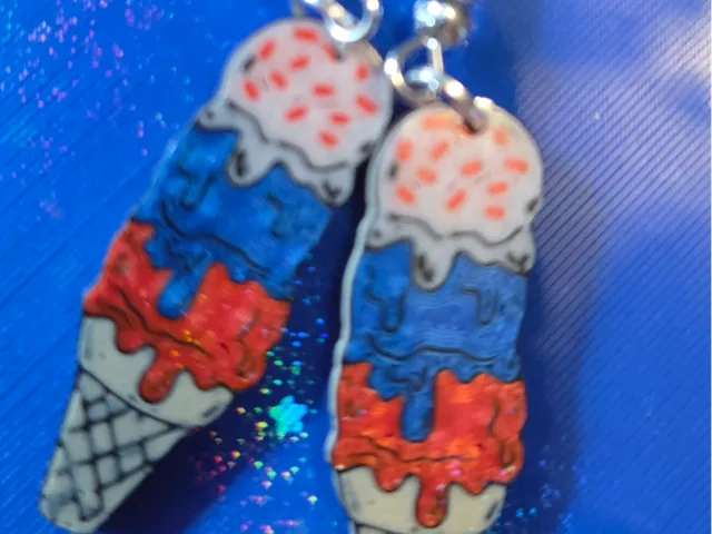 USA ice cream cone earring
