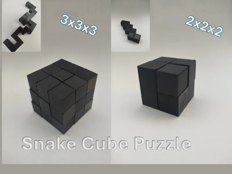 Snake Cube Puzzle (3×3×3 + 2×2×2 Versions)