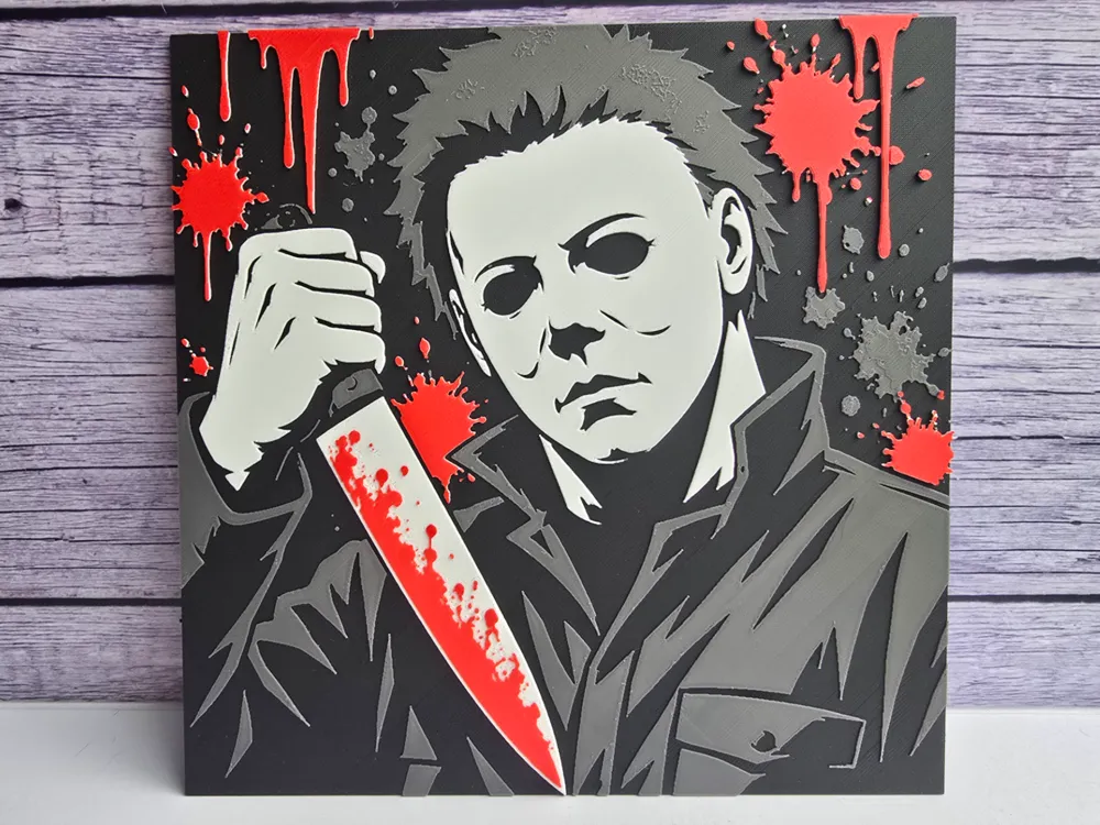 Cuadro decorativo en 3D: Michael Myers - Horror HueForge. Referencia del modelo original.