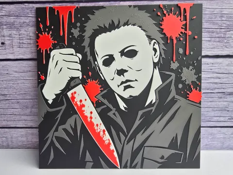 Cuadro decorativo en 3D: Michael Myers - Horror HueForge — referencia de MakerWorld