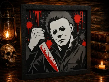 Cuadro decorativo en 3D: Michael Myers - Horror HueForge — vista de referencia 3