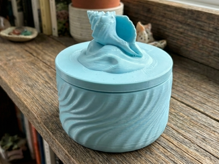 Coastal Conch Shell Wave Box - Sea Glass Organizer
