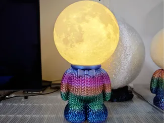 Astronaut bear base of moon lamp