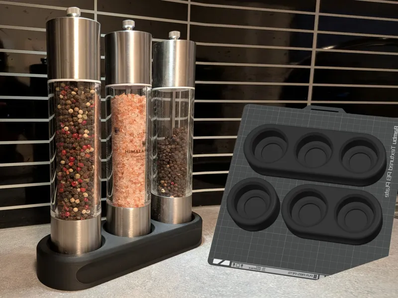 Salt & Pepper Grinder Stand Organizer. 1+2+3 comp.