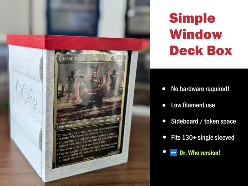 Simple MTG Deck Box  - No hardware, low filament
