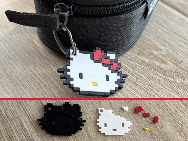 8-bit Hello Kitty Multipart Keychain