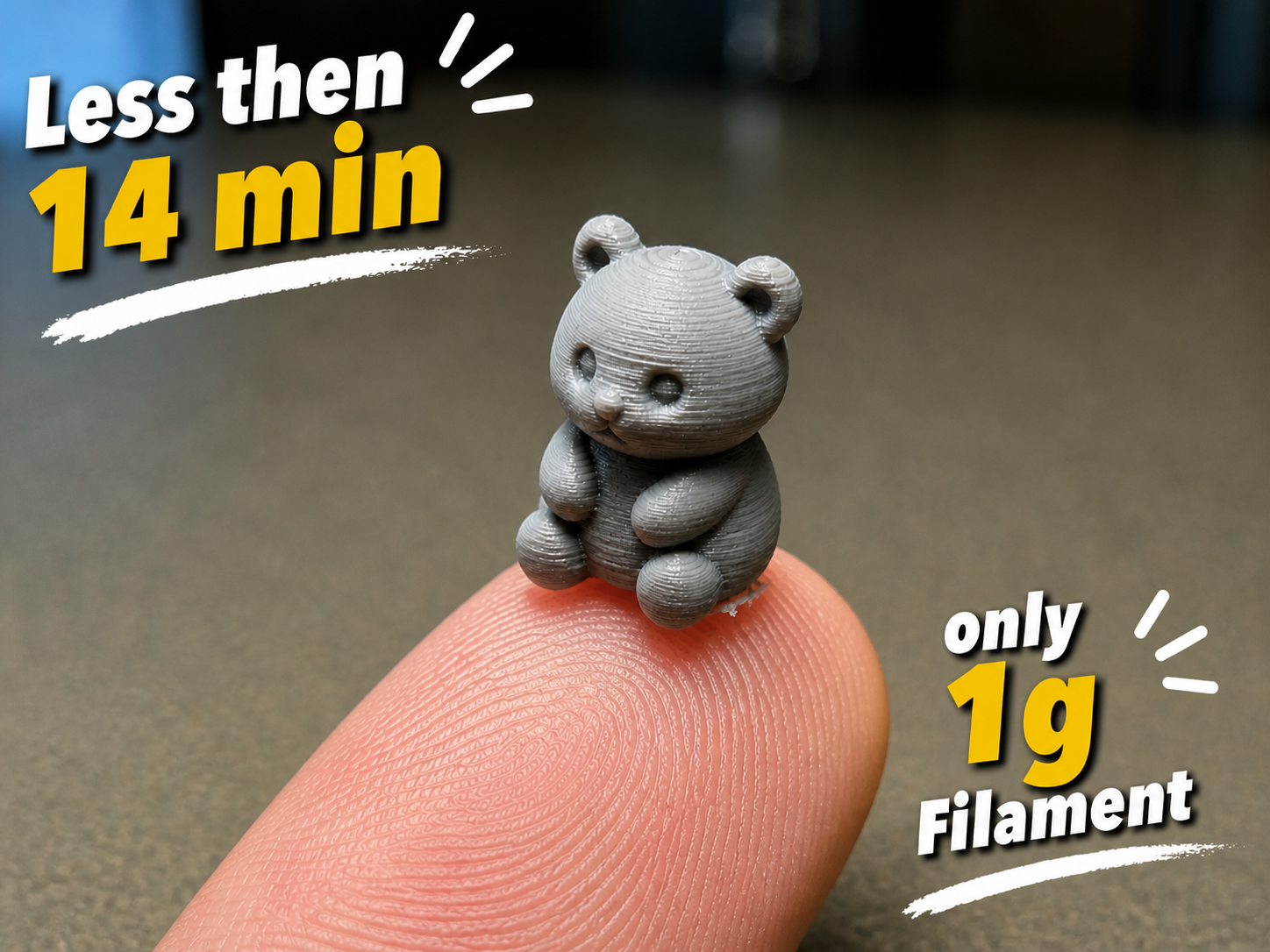 Mini Bear – 14 Min – No Support - 1g filament