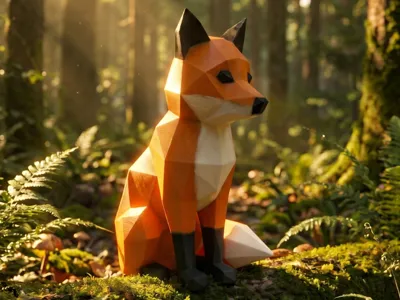 Low-Poly Fox - Cute Multicolor Fox