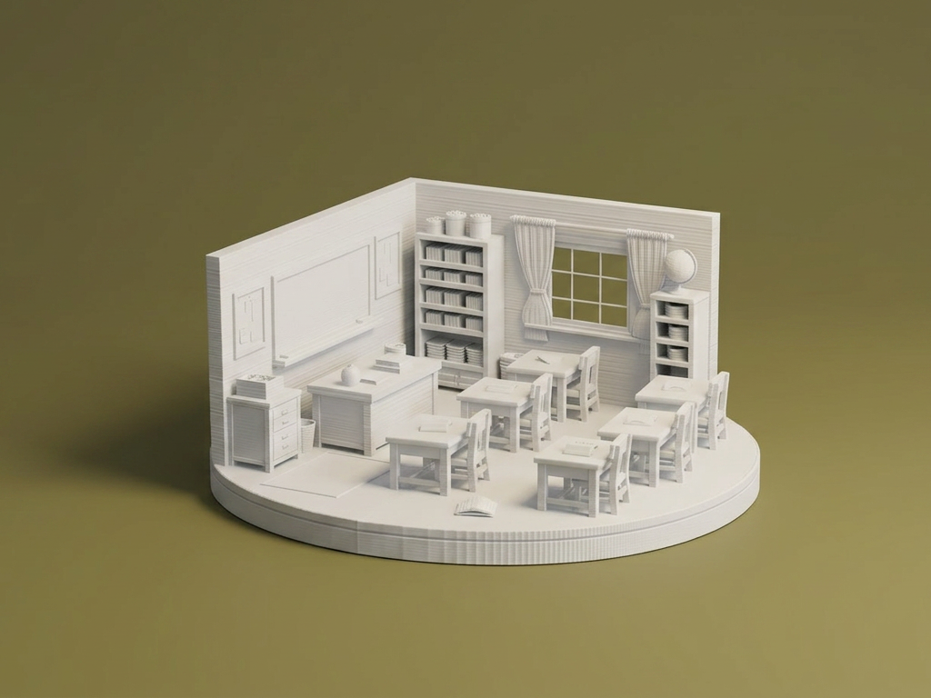 Classroom Interior Miniature Scene