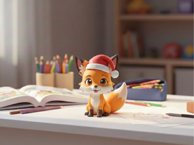 Cute Fox with Santa Hat