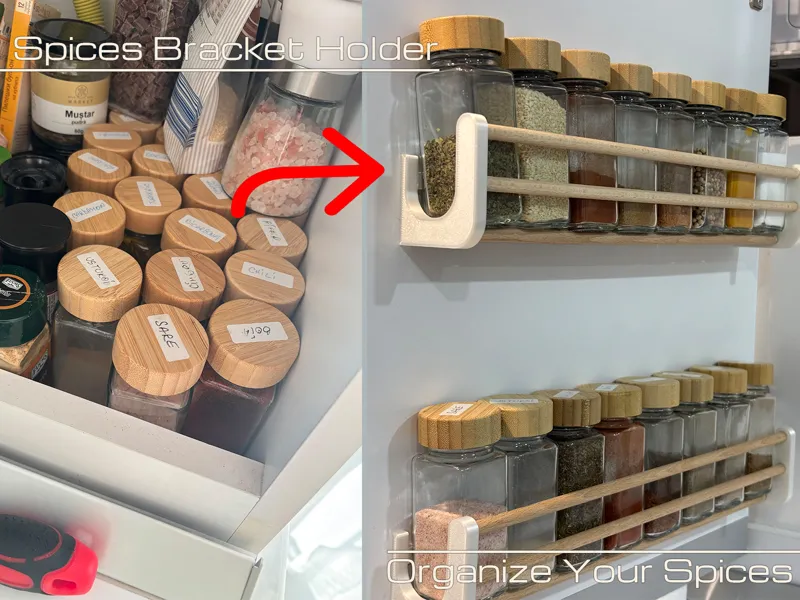 Spice Rack Brackets - Custom Length DIY Organizer