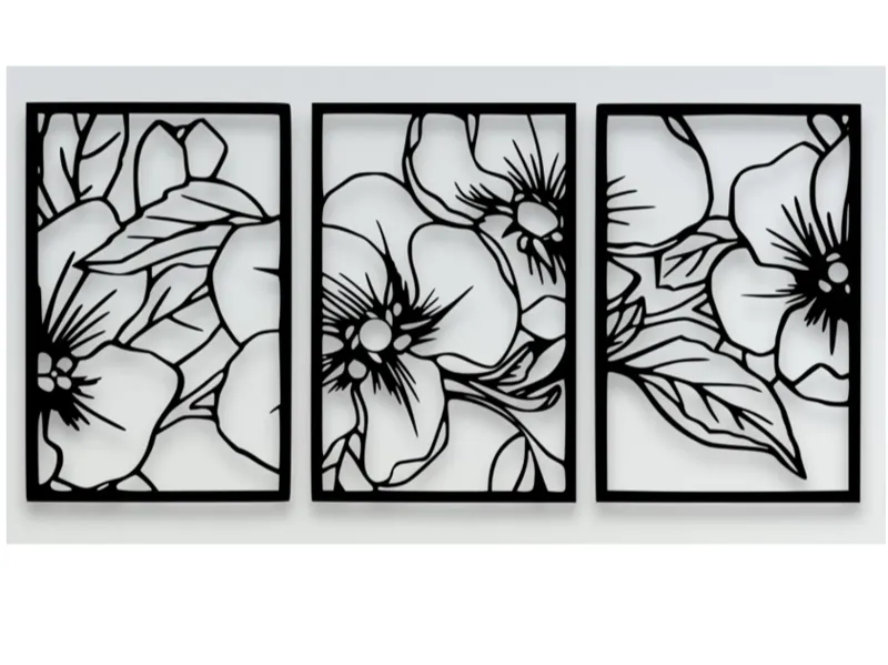 Pear Blossom Wall Art Set Of 3 Black Modern