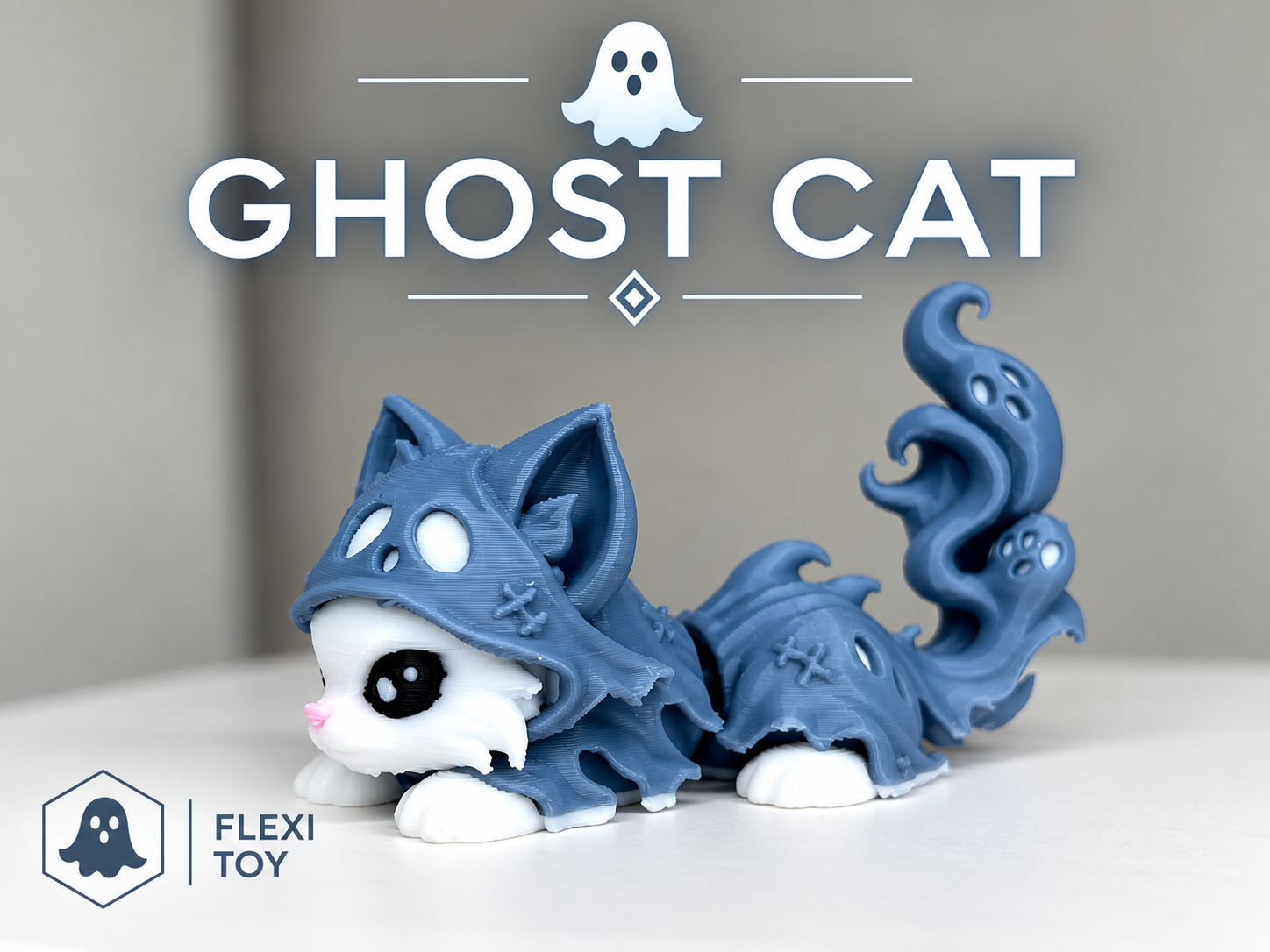 halloween ghost cat flexible toy articulated cat - 1