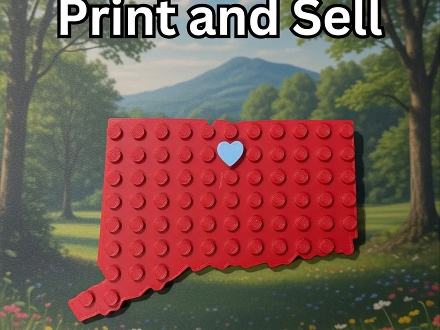 Legos brick Connecticut Magnet with moveable heart - Free 3D Print ...