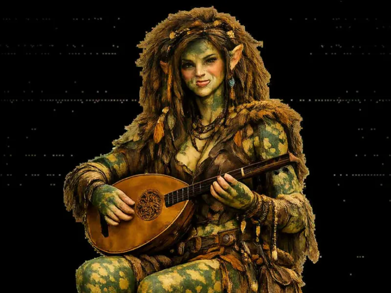 Female Half-Troll Bard. Two variants. HT Series 4