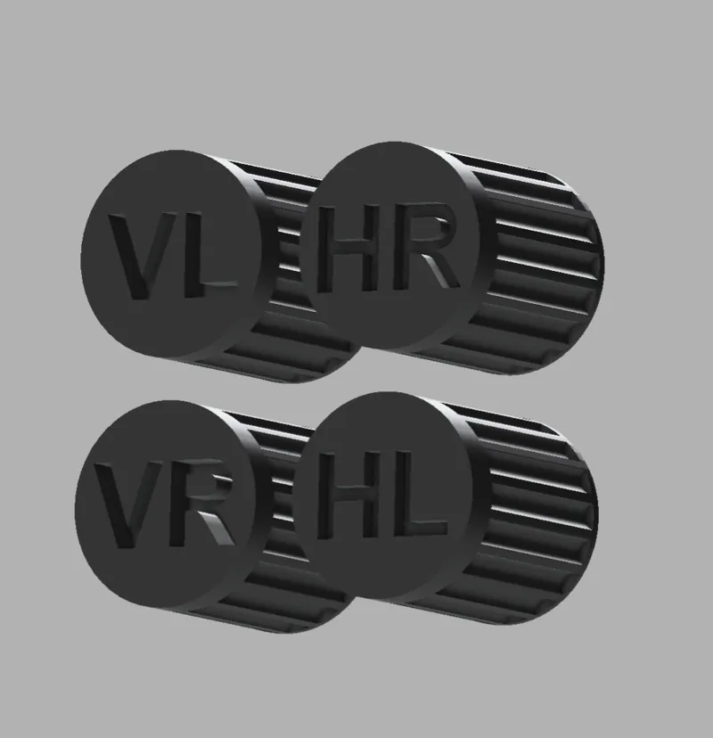 Tire valve caps set with 4 pieces and positioning marking for wheel change