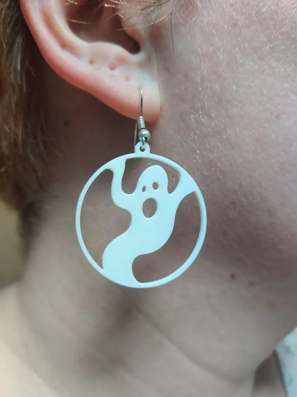 Boo Hoop Earrings – Spooky Ghost Style view 3