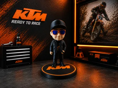 Stylized Motocross Figurine – Orange Edition