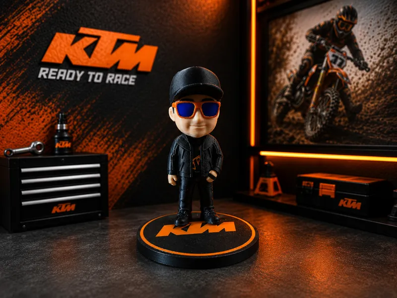 Stylized Motocross Figurine – Orange Edition