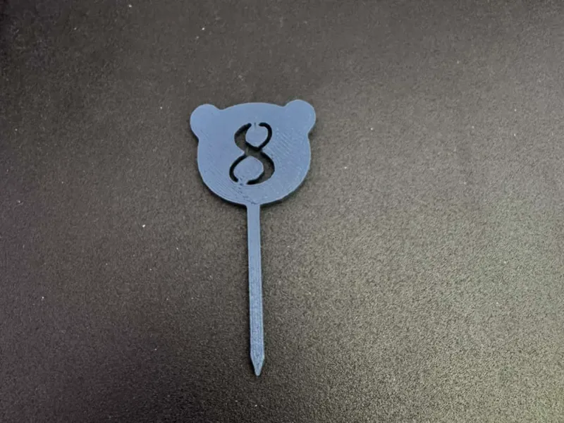 Cute Bear Number 8 Cupcake Topper